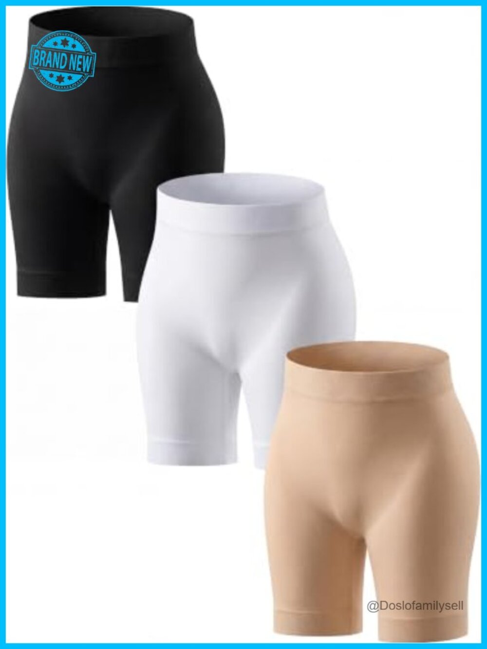 Seamless Anti-Chafing Slip Shorts 3-Pack Nylon Spandex Under Dress
